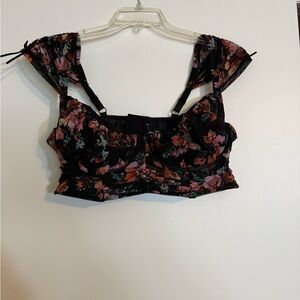 Floral Black and Pink Women's Bra